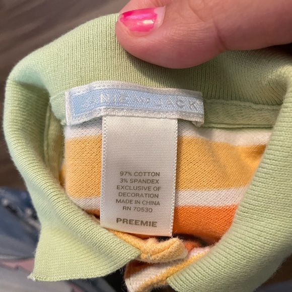 Janie and Jack Preemie Striped Romper - Orange, Green, White - Picture 7 of 7